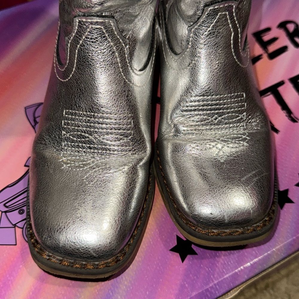 SHYANNE GIRLS' FLASHY WESTERN BOOTS - BROAD SQUARE TOE SLIVER